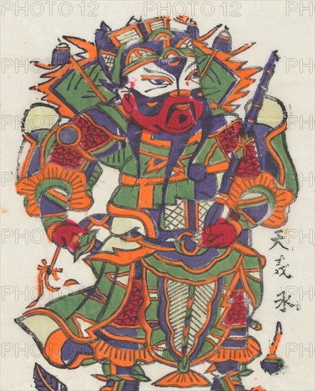 One hundred thirty-five woodblock prints including New Year's pictures (nianhua), door gods, historical figures and Taoist deities, 19th-20th century.