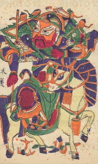 One hundred thirty-five woodblock prints including New Year's pictures (nianhua), door gods, historical figures and Taoist deities, 19th-20th century.