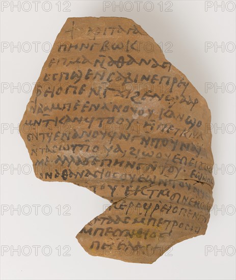 Ostrakon with a Letter from Pesynthius to Peter, Coptic, 580-640. At Epiphanius a large number of ostraca were discovered in the monastery, including in its rubbish heaps; they record biblical verses, legal documents, sermons, financial accounts, school texts, and letters requesting assistance and prayers. Some reveal that, even at the southernmost border of the Empire, people were still aware of events in the capital, Constantinople.