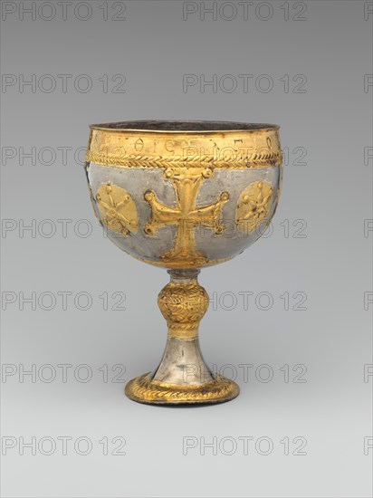 The Attarouthi Treasure - Chalice, Byzantine, 500-650. Inscribed in Greek.