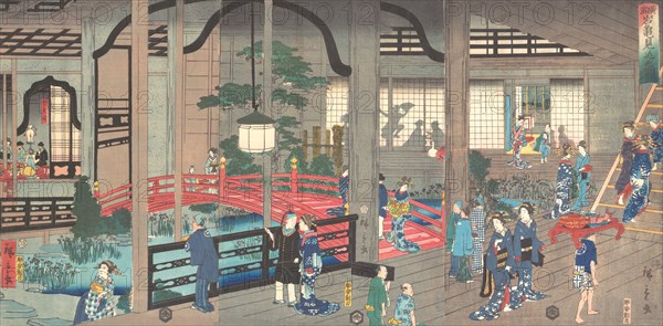 The Interior of the Gankiro Tea House in Yokohama, 1861 (April).