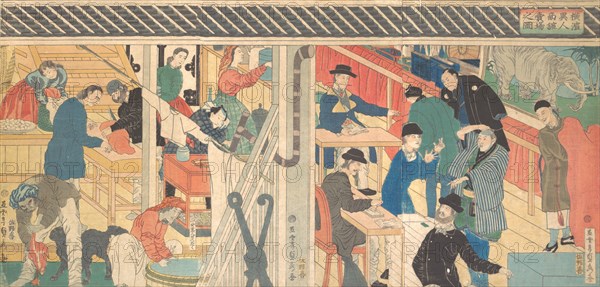 Sales Room at the Foreign Trade Building in Yokohama, 1861.