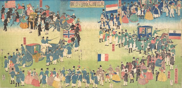 Procession of People from Five Countries: Holland, Russia, France, England and America, 1861.