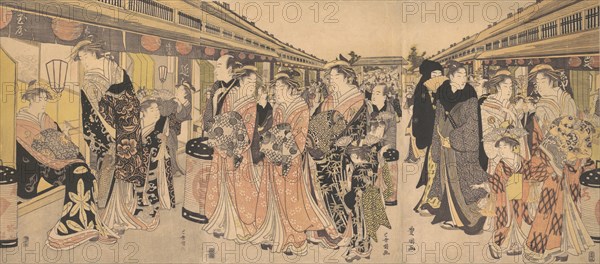 Courtesans Promenading on the Nakanocho in Yoshiwara, ca. 1795.