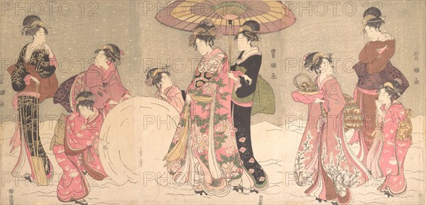 Courtesans and Attendants Making a Giant Snowball, ca. 1796.