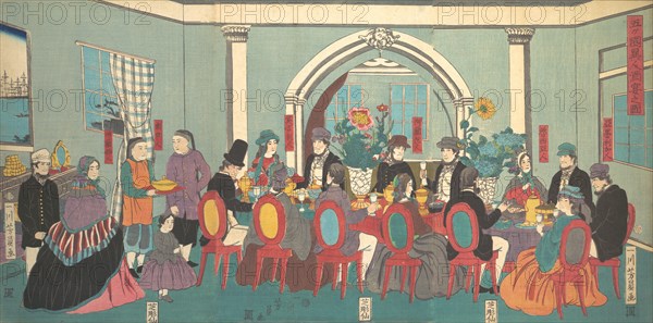 Foreigners from the Five Nations Enjoying a Banquet, 3rd month, 1861.