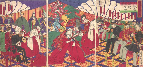 Commanders Receiving the Emperor's Drinking Cups, 1886 (Meiji 19).