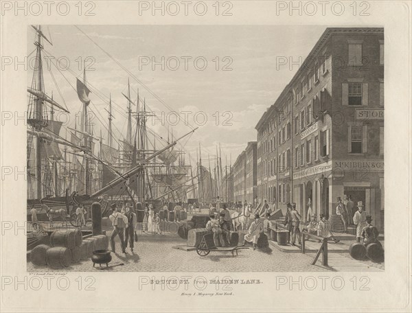 South Street from Maiden Lane, New York, in 1828, 1834.