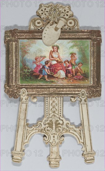 Valentine - Standing easel, chromolithographed family, 1873.