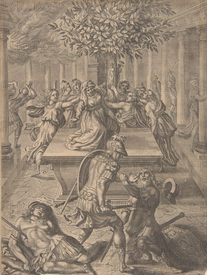 The Sack of Troy-Pyrrhus Killing Priam, before 1654.