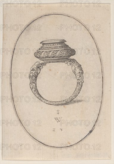 Design for a Ring, Plate 28 from 'Livre d'Aneaux d'Orfevrerie', 1561.