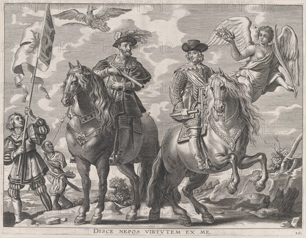 Plate 20: Charles V and Ferdinand on Horseback; from Guillielmus Becanus's 'Serenissimi Principis Ferdinandi, Hispaniarum Infantis...', 1636.