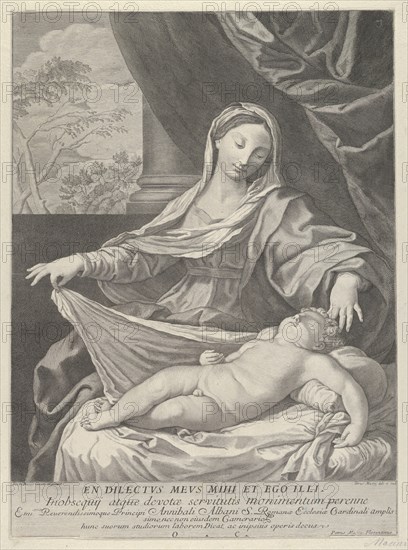 The Virgin holding a cloth above the sleeping infant Christ, after Reni, 1700-1800.