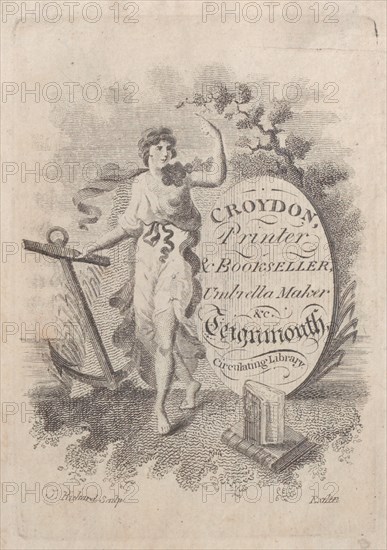 Trade Card for Croydon, Printer, Bookseller, and Umbrella Maker, 19th century.