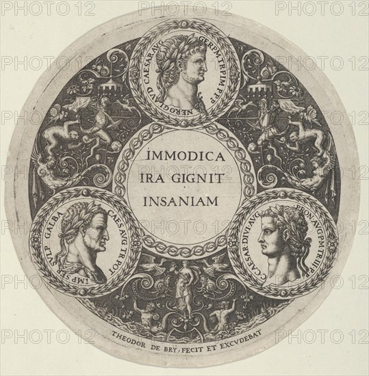 Design for a Dish with Portraits of the Roman Emperors Nero, Galba, and Caligula, ca. 1588.