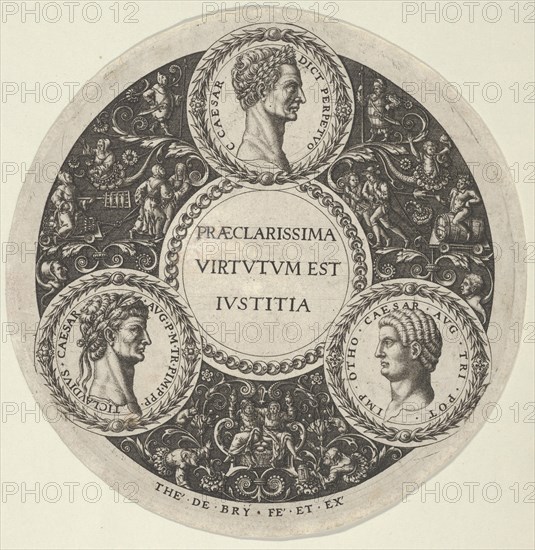 Design for a Dish with Portraits of the Roman Emperors Caesar, Claudius, and Otho, ca. 1588.