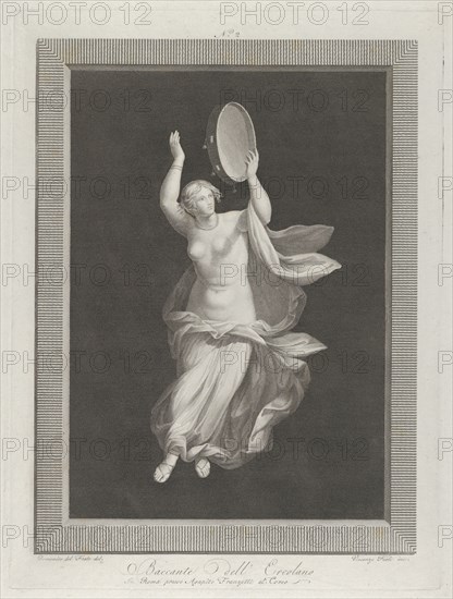 A partly naked bacchante playing a tambourine, ca. 1795-1820.