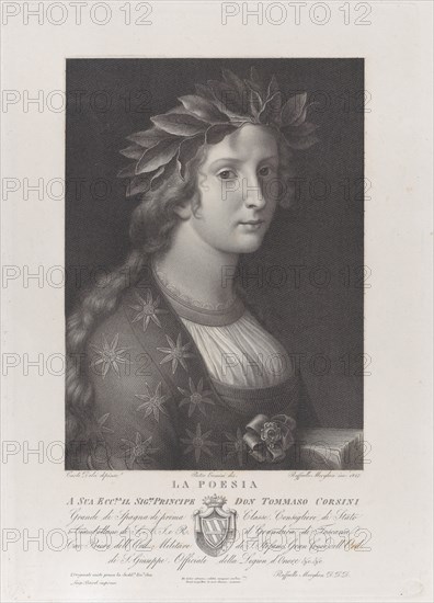 Poetry, a woman with a laurel crown, 1827.