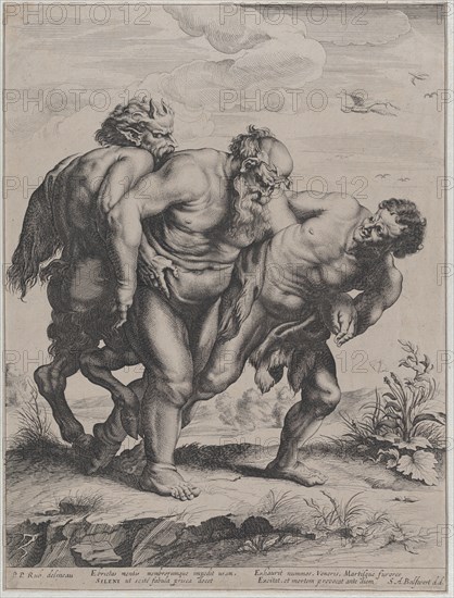 The drunken Silenus, supported by a satyr and a faun, 1625-59.