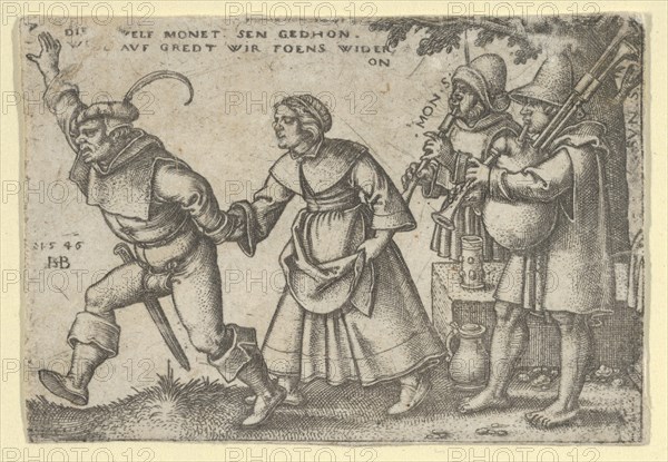 The Year's End, from The Peasants' Feast or the Twelve Months, 1546. [Die Zwelf Monet Sen Gedhon / Wol Aug Gredt Wir Foens Wider/ On].