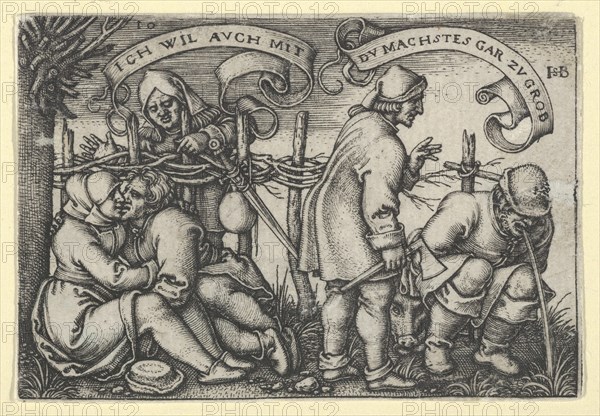 Peasants Behind the Hedge, from The Peasants' Feast or the Twelve Months, 1546-47. [Ich Wil Auch Mit Du Machstes Gar Zu Grob].