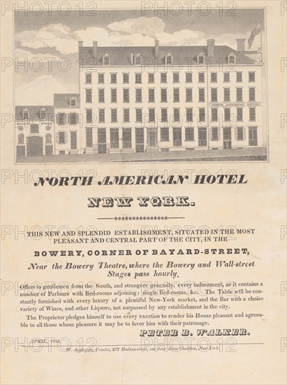 North American Hotel, New York, April 1832.