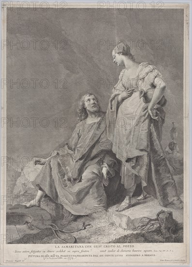 Christ and the woman of Samaria at the well, from the series of 112 prints of the sacred history, after the painting by Giovanni Battista Piazzetta, 1743-63.