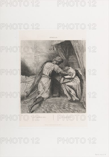 He smothers her: plate 13 from Othello (Act 5, Scene 2), etched 1844, reprinted 1900.