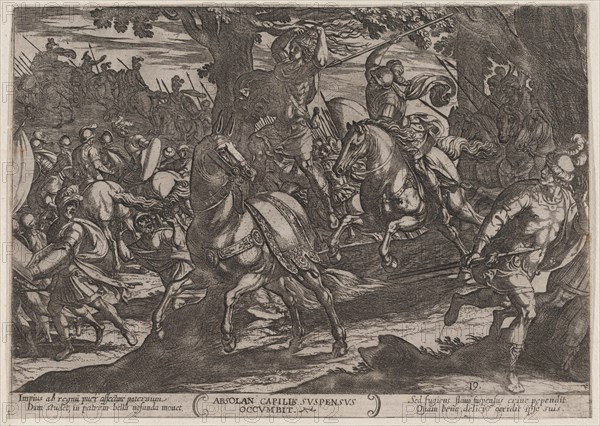 Plate 19: Jacob Killing Absalom, from The Battles of the Old Testament, ca. 1590-ca. 1610.