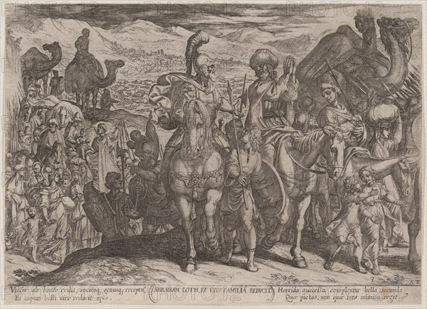 Plate 3: Abraham Taking Lot and His Family to His Own Land, from 'The Battles of the Old Testament', ca. 1590-ca. 1610.