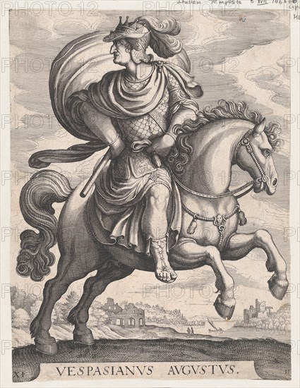 Emperor Vespasian on Horseback, from the series The First Twelve Roman Caesars, plate 11, 1610-50.