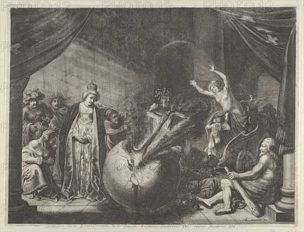 Plate 9: Allegory on the Discord in France, from Caspar Barlaeus, "Medicea Hospes", 1638.