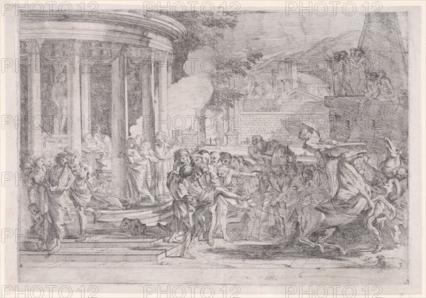 Sinorix carried from the temple of Artemis trying to escape the effects of the poisoning, ca. 1640.