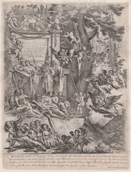 An allegory in honor of the arrival of Cardinal Franciotti as Bishop of Lucca, 1637.