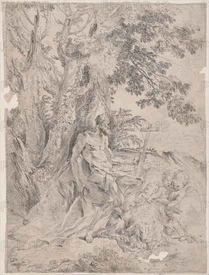 Saint Jerome before a crucifix accompanied by a lion and three putti, ca. 1631-37.