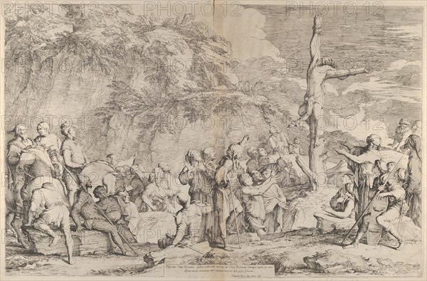 The crucifixion of Polycrates the tyrant after his capture by the Persians , ca. 1662.