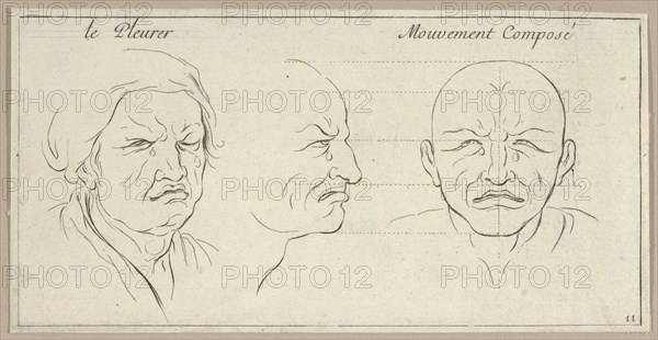 Le Pleurer and mouvement composé (from Caractères des passions, gravés sur les desseins de l'illustre Monsieur le Brun), 1695-1720.