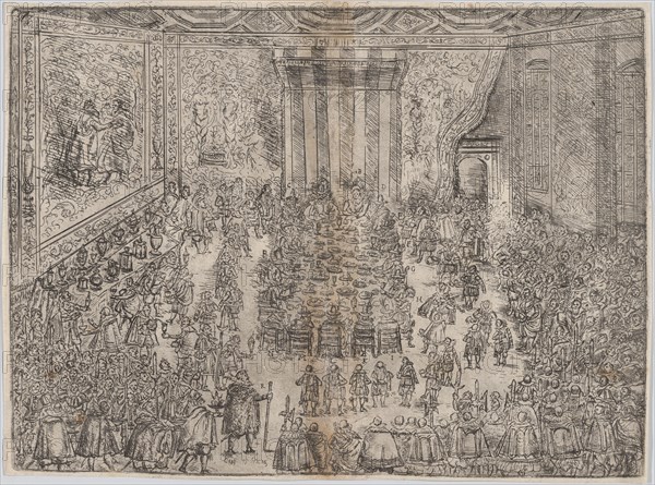 The Princely Meal (Die Fürstliche Mahlzeit), from a series depicting the wedding of Wolfgang Wilhelm, Duke of Pfalz-Neuberg, Pfalzgraf, and Magdalena, Duchess of Bavaria, in Munich, 1613 (Plate 7), 1614.