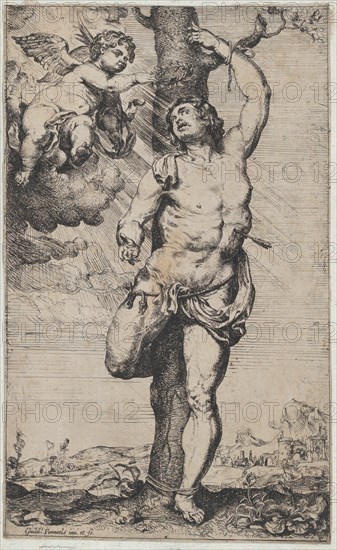 The Martyrdom of Saint Sebastian, with angels crowning him at upper left, ca. 1620-32.