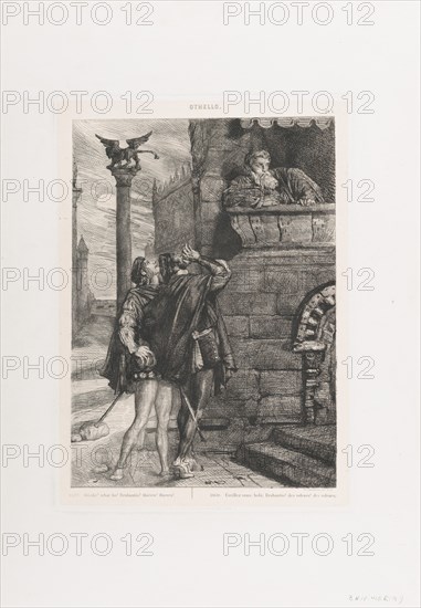 Owake! what ho! Brabantio! thieves! thieves!: plate 1 from Othello (Act 1, Scene 1), 1844.