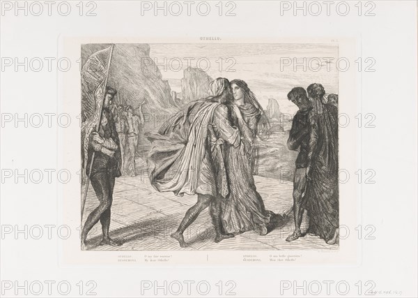 O my fair warrior!: plate 5 from Othello (Act 2, Scene 1), etched 1844, reprinted 1900.