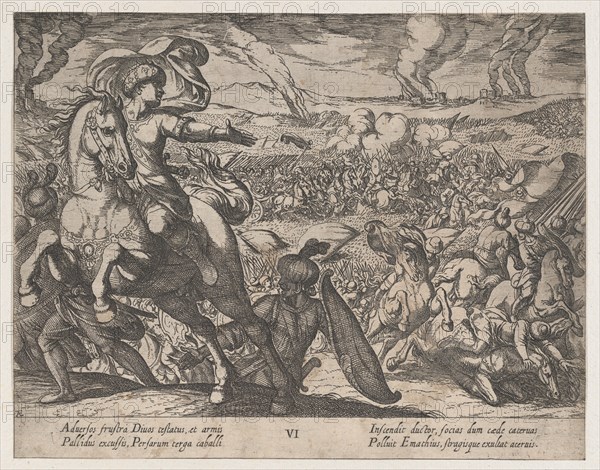 Plate 6: Darius Fleeing from the Battlefield, from The Deeds of Alexander the Great, 1608.