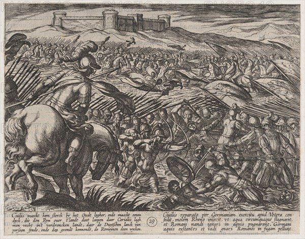 Plate 29: Civilis Floods the Land by Defensively Breaking the Dikes, from The War of the Romans Against the Batavians (Romanorvm et Batavorvm societas), 1611.