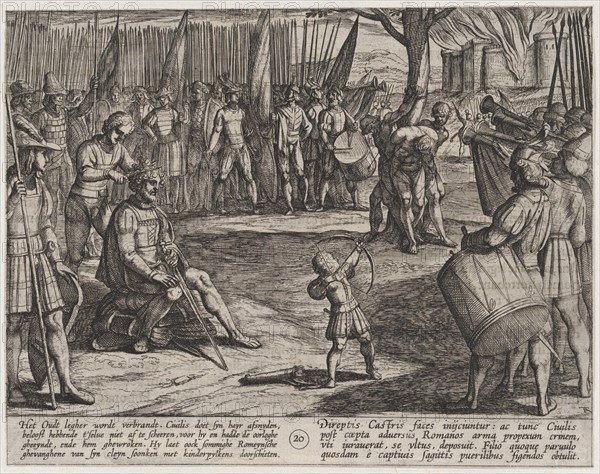 Plate 20: Civilis Having his Hair Cut, from The War of the Romans Against the Batavians (Romanorvm et Batavorvm societas), 1611.