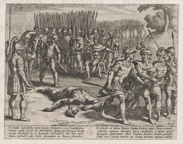 Plate 3: Claudius Civilis Arrested and his Brother Paulus Beheaded, from The War of the Romans Against the Batavians (Romanorvm et Batavorvm societas), 1611.