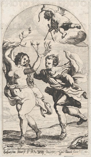 Daphne fleeing from Apollo, with Cupid overhead, 1631.