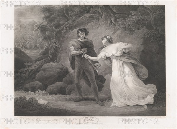 Pisanio and Imogen (Shakespeare, Cymbeline, Act 3, Scene 4), first published 1801; reissued 1852.