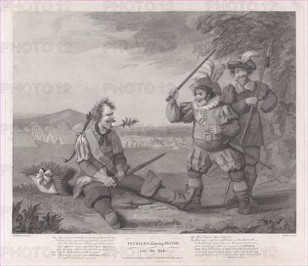 Fluellen Making Pistol Eat the Leek (Shakespeare, Henry V, Act 5, Scene 1), August 1, 1795.