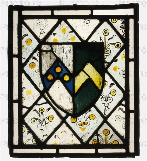 Stained Glass Panel with Heraldic Shield of Johnson, British, ca. 1500.