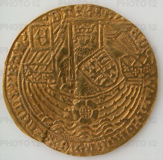 Coin with Rose Noble and Edward IV, British, 1464-1470.